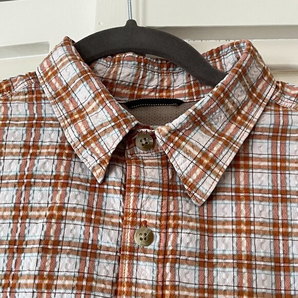 Columbia men's short-sleeve buttondown shirt large orange plaid - Picture 4 of 6